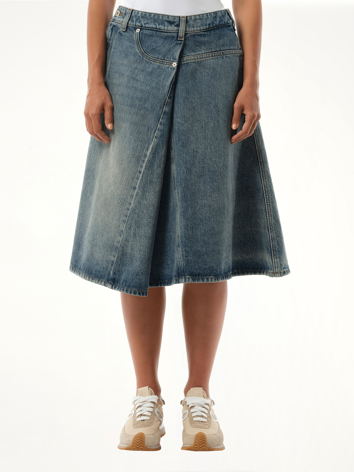 Deconstructed Skirt in Washed Denim