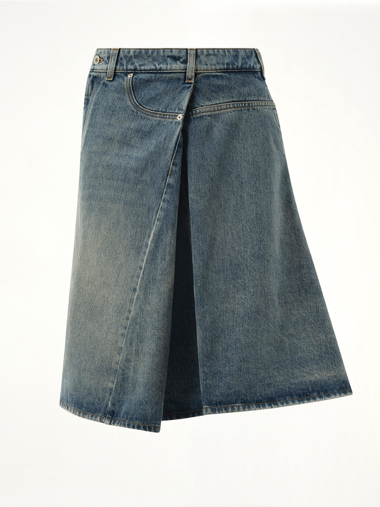 Deconstructed Skirt in Washed Denim