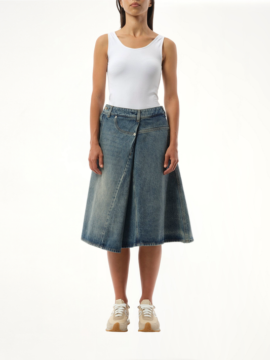 Deconstructed Skirt in Washed Denim