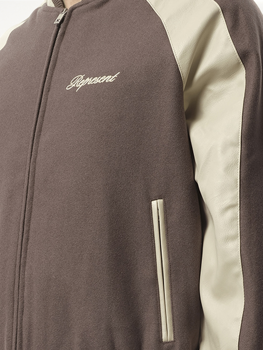 Raglan Varsity Jacket in Stone