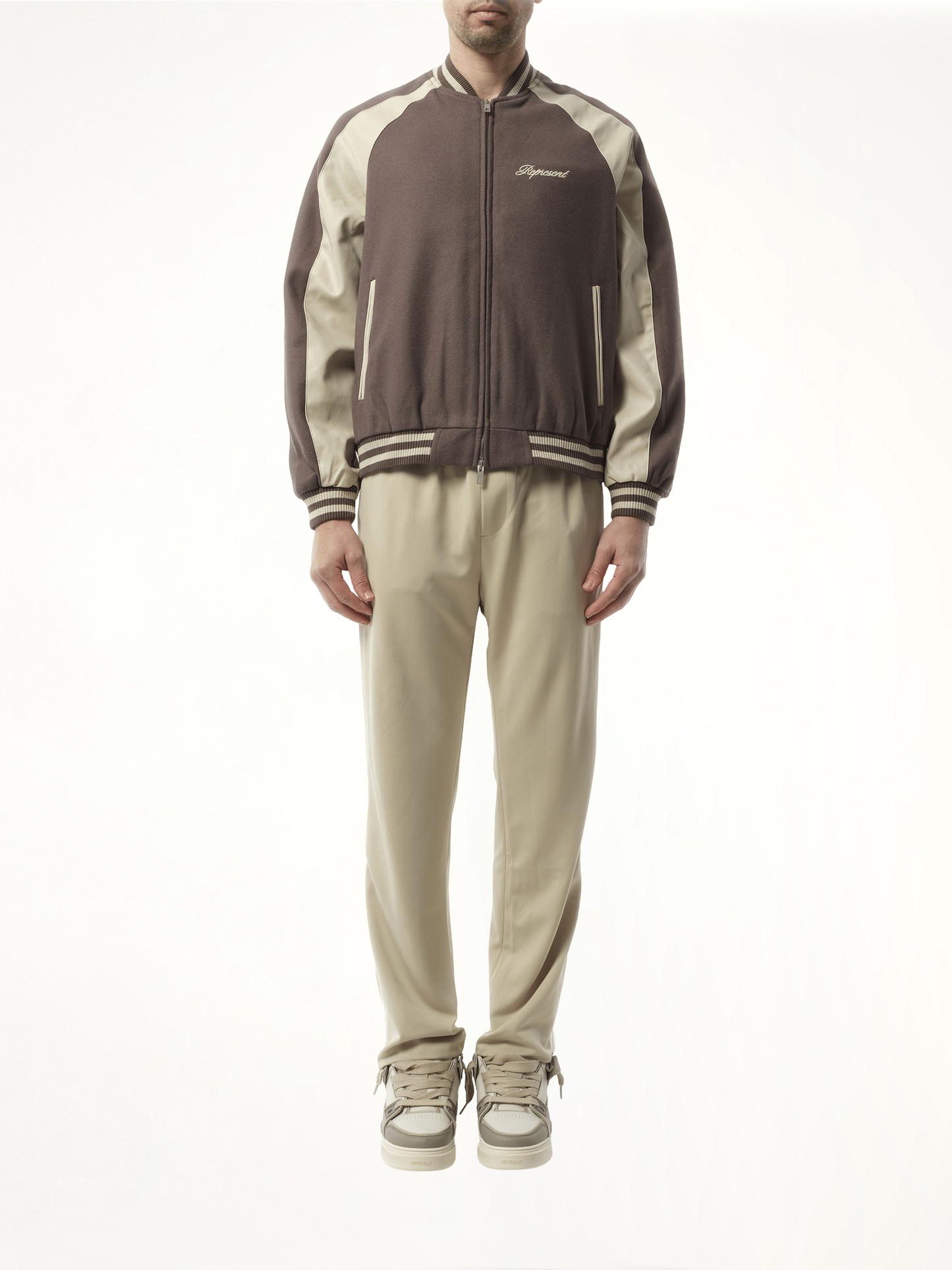 Raglan Varsity Jacket in Stone