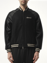 Raglan Varsity Jacket in Black