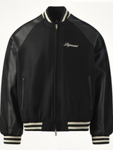 Raglan Varsity Jacket in Black