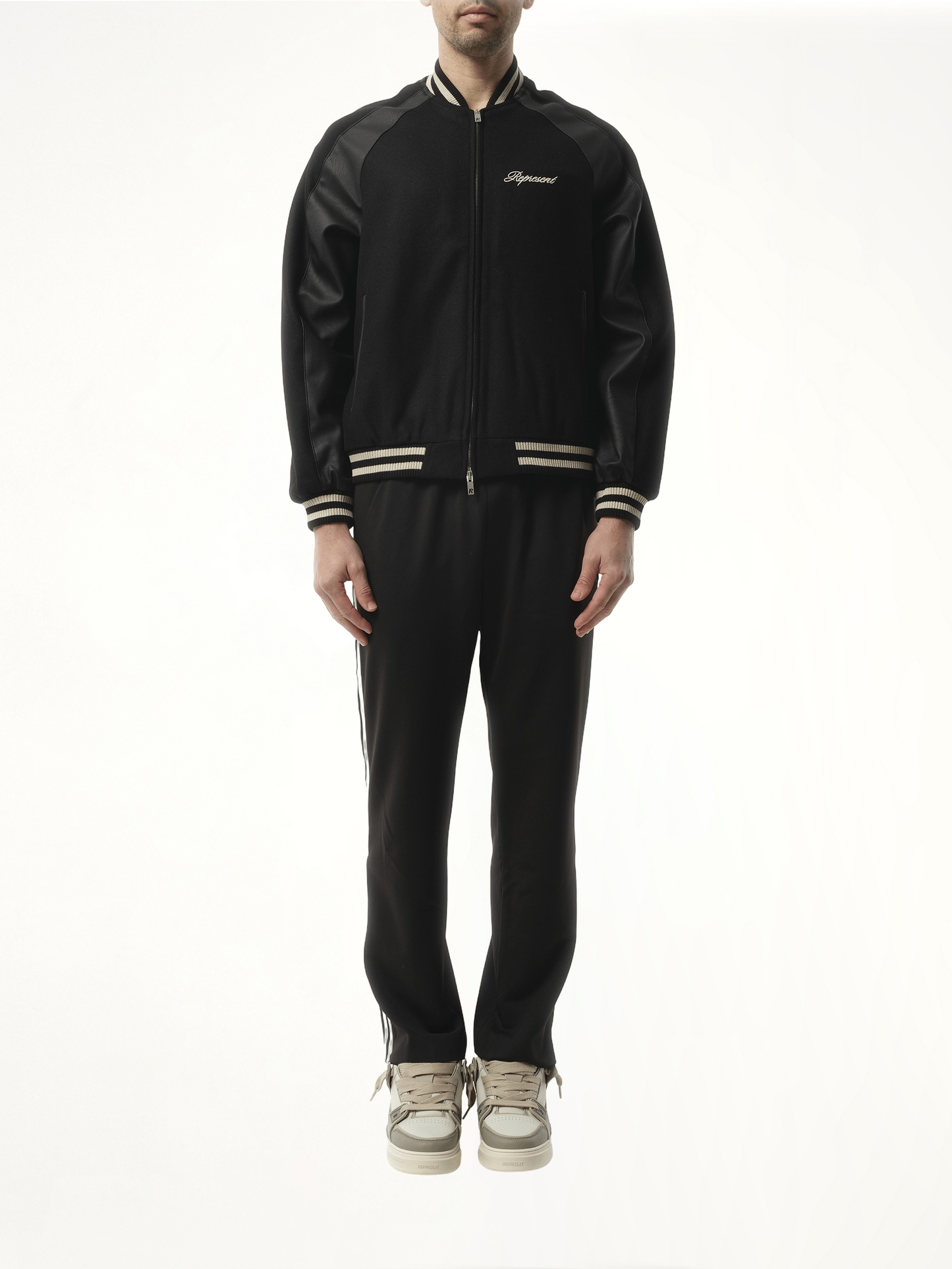 Raglan Varsity Jacket in Black