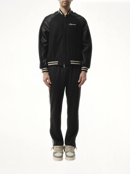 Raglan Varsity Jacket in Black