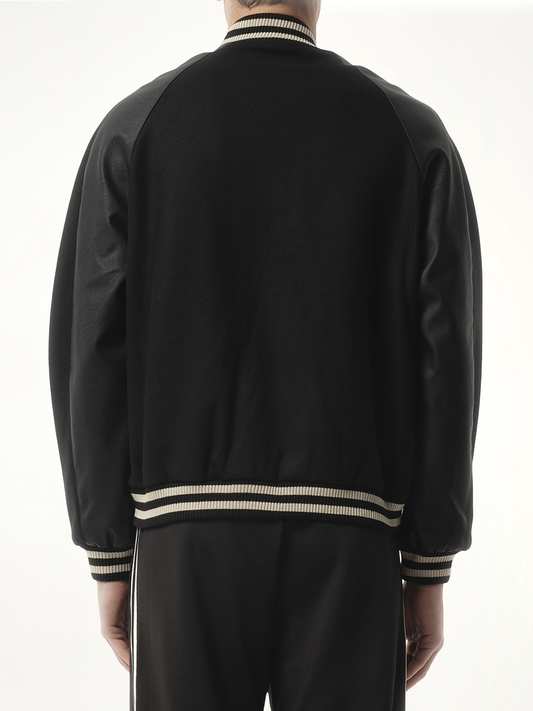Raglan Varsity Jacket in Black
