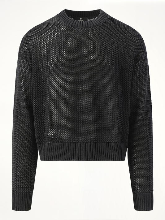 Open Gauge Knit Sweater in Jet Black