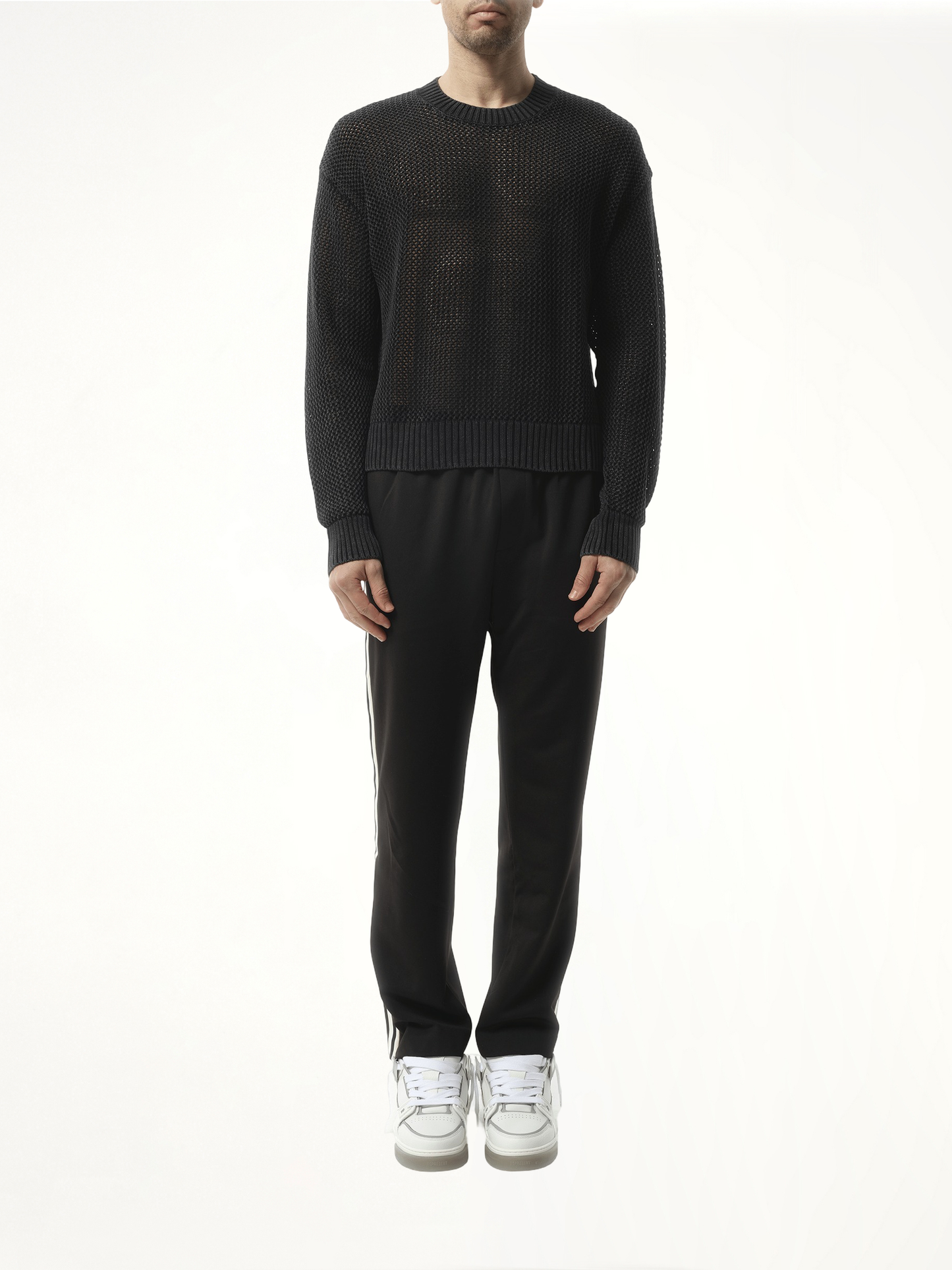 Open Gauge Knit Sweater in Jet Black