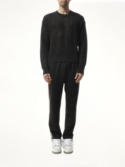 Open Gauge Knit Sweater in Jet Black