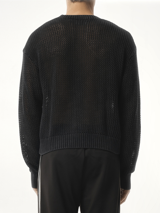 Open Gauge Knit Sweater in Jet Black