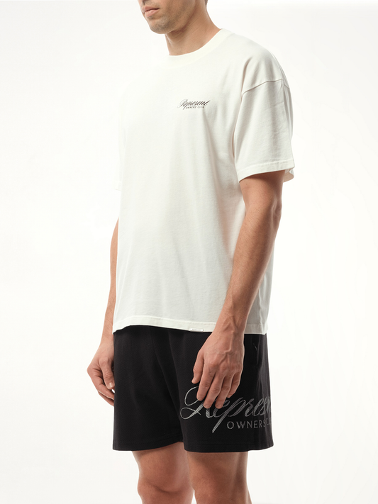 Represent Owners Club Script T-Shirt in Flat White