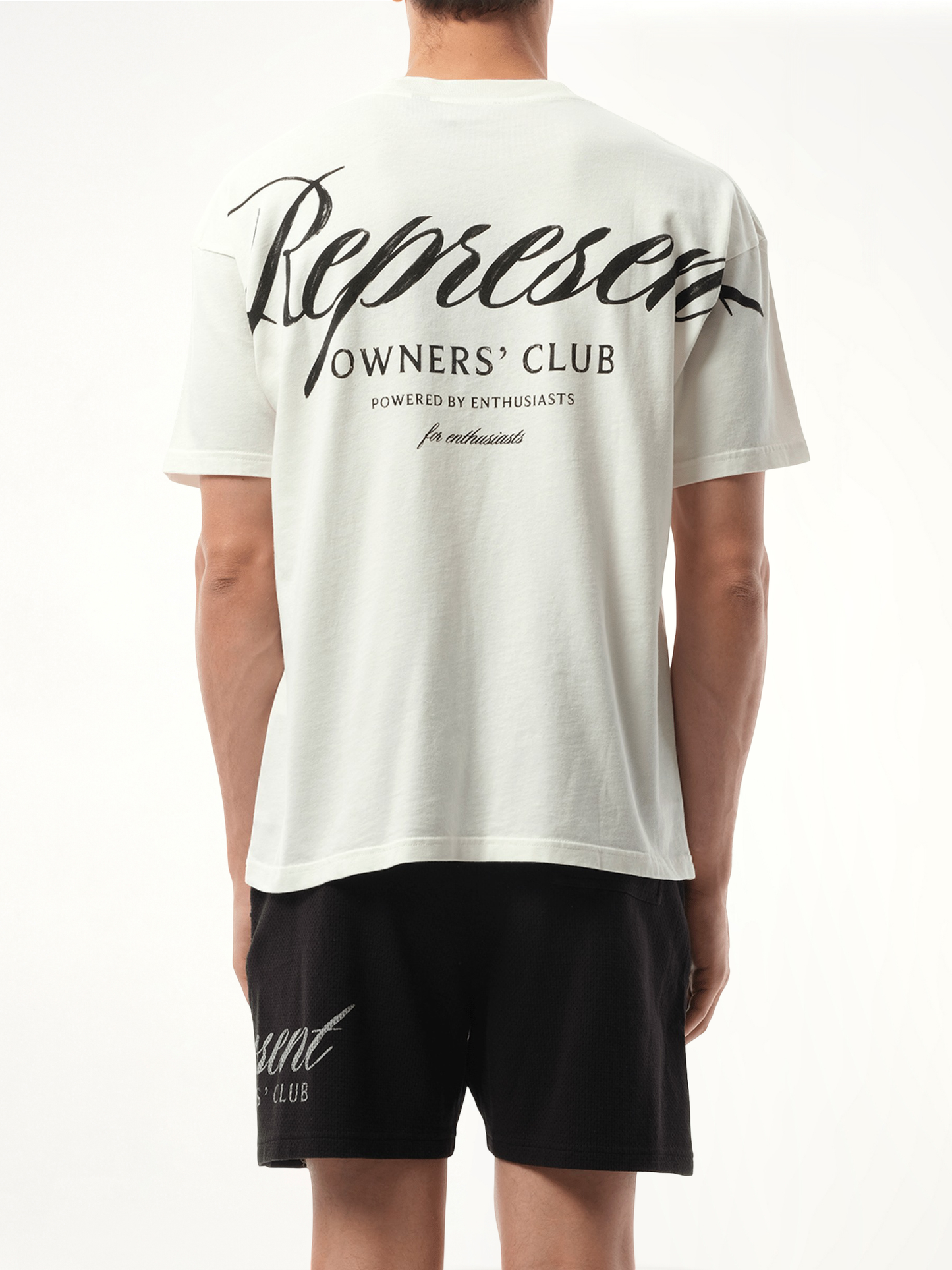 Represent Owners Club Script T-Shirt in Flat White