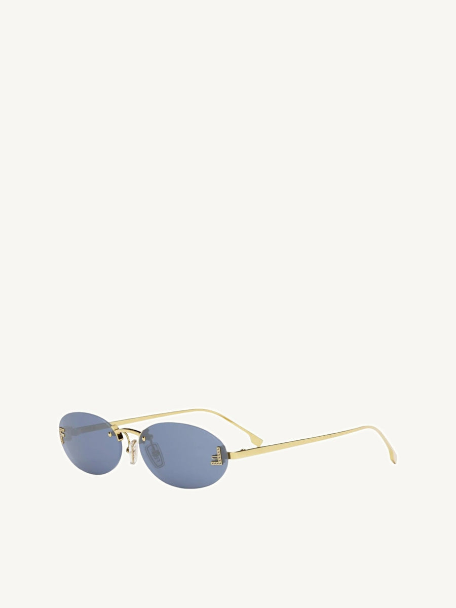Fendi FE4075US 5430V Metal Sunglasses in Dark Blue/Gold