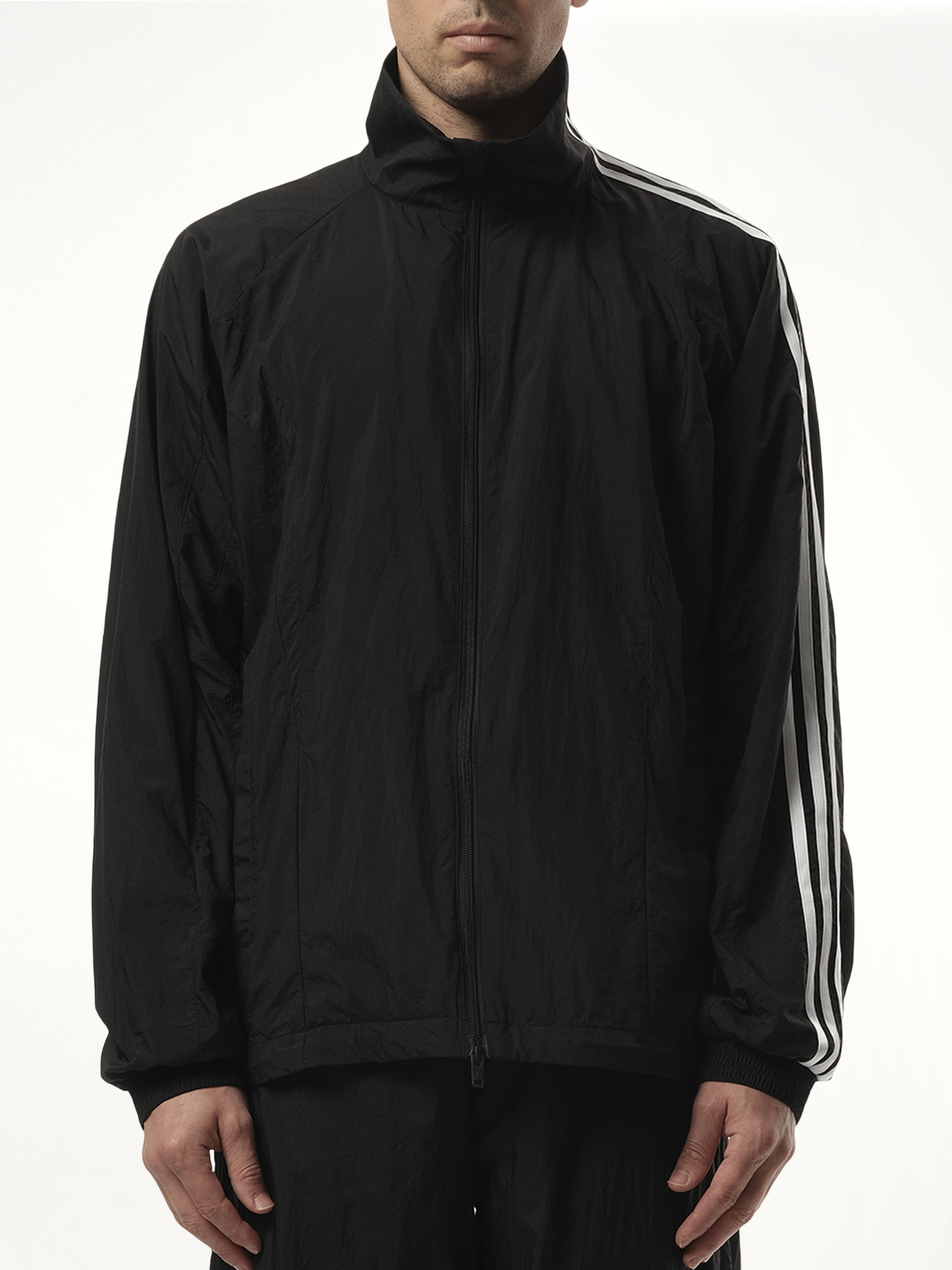 3 Stripe Nylon Jacket in Black