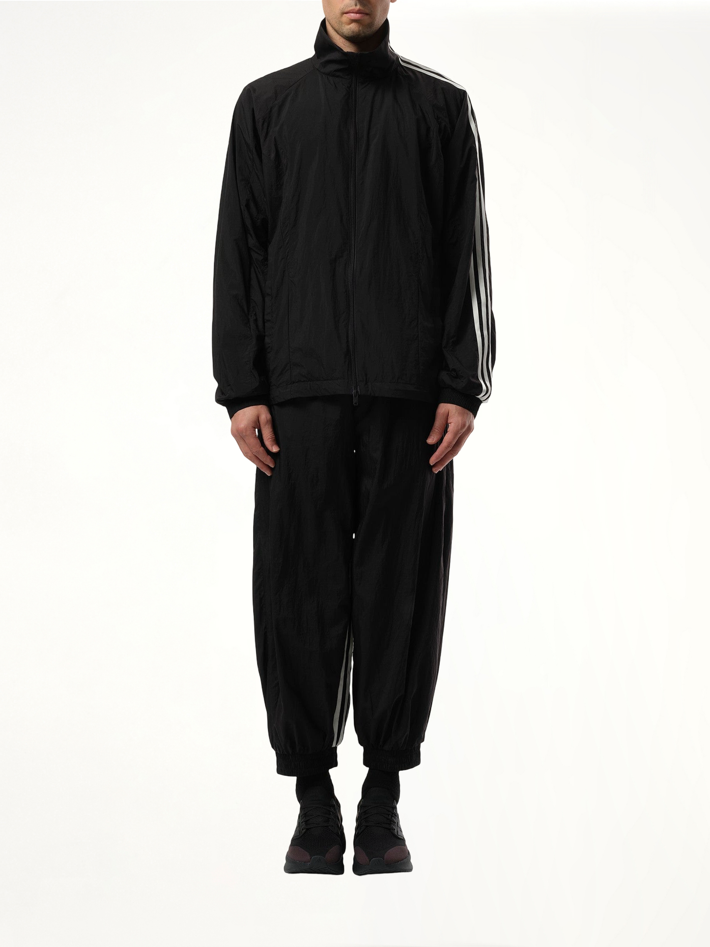 3 Stripe Nylon Jacket in Black