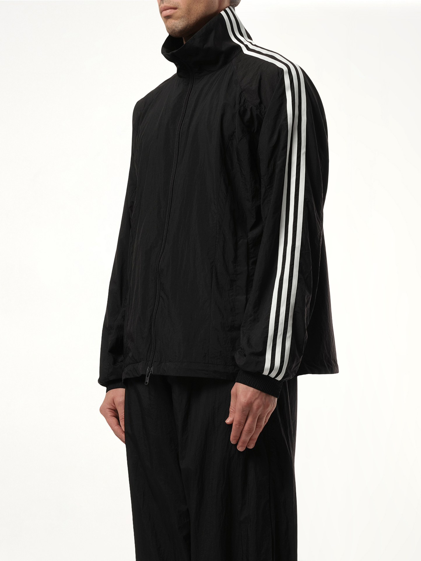 3 Stripe Nylon Jacket in Black
