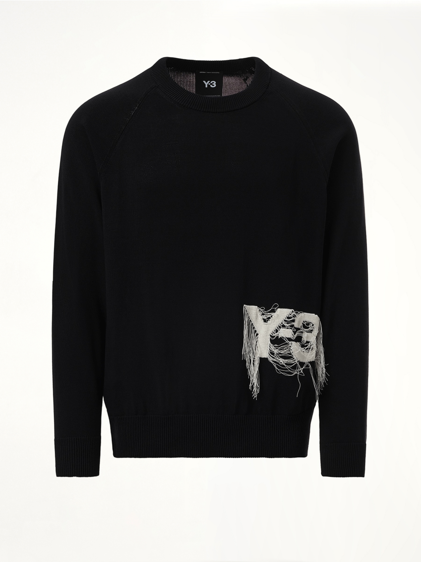 Frayed Logo Knit Sweater in Black
