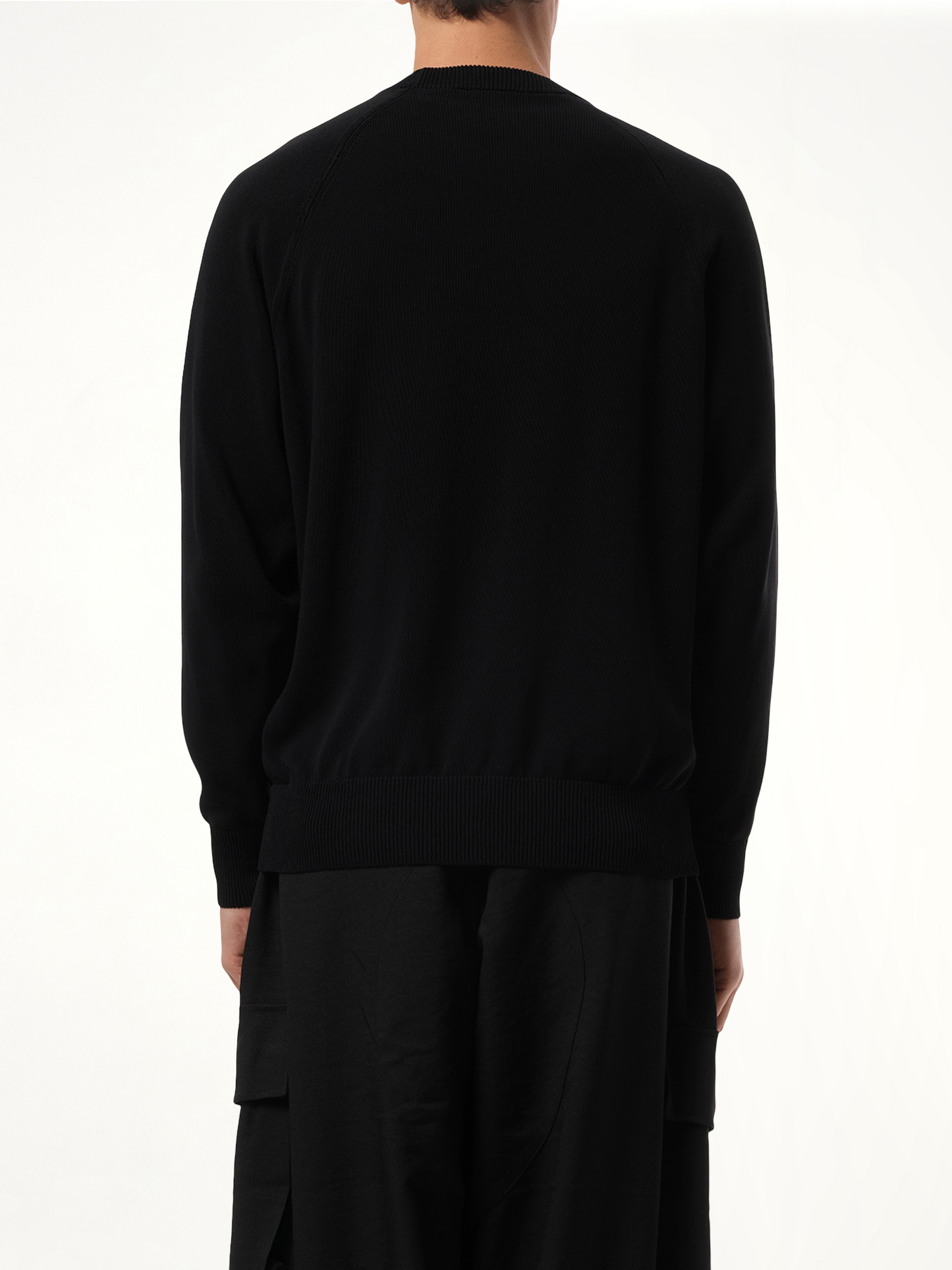 Frayed Logo Knit Sweater in Black