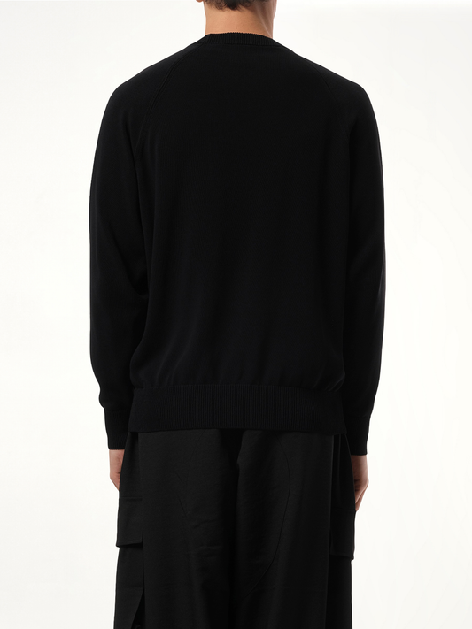 Frayed Logo Knit Sweater in Black