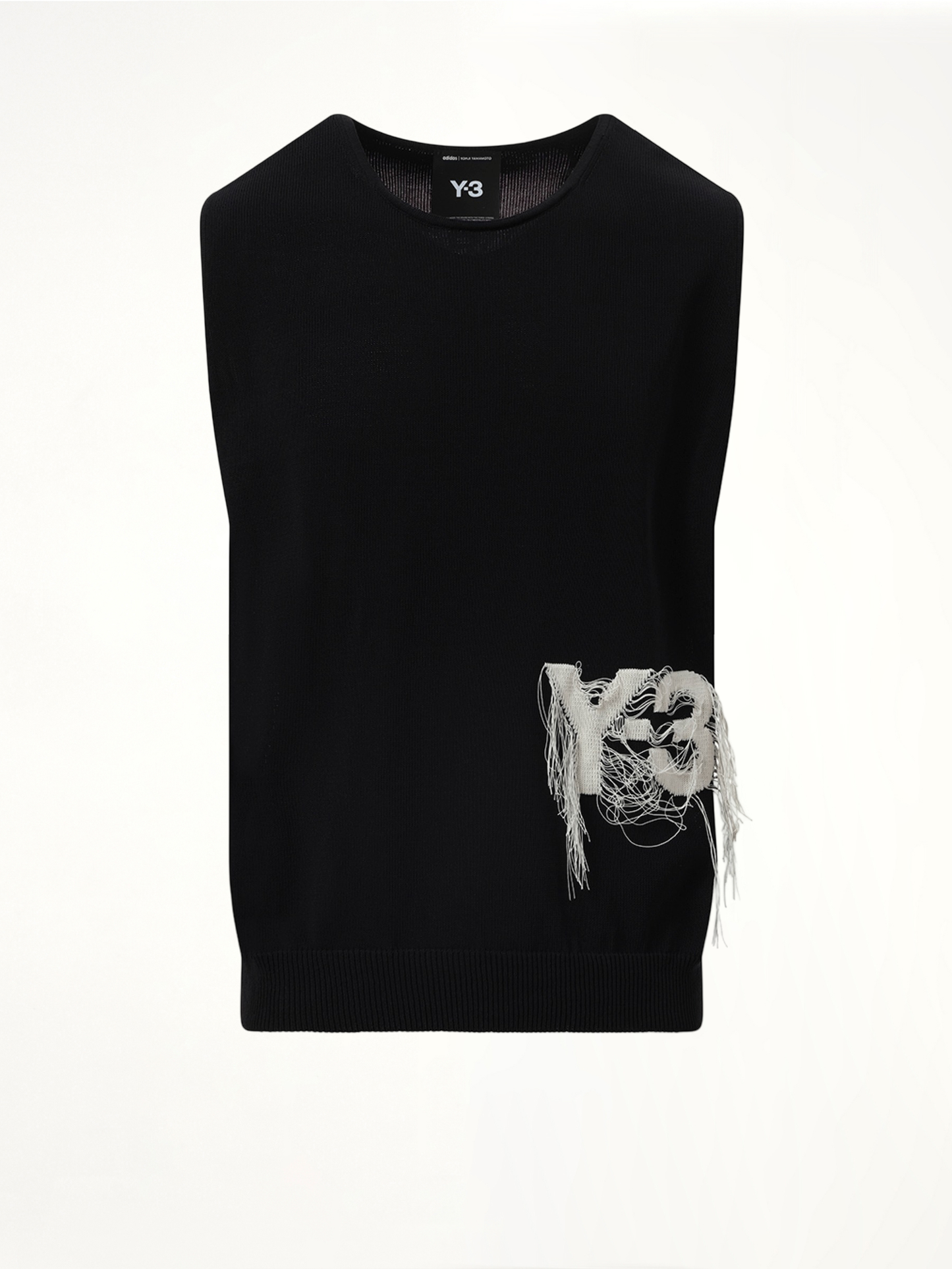 Frayed Logo Knit Vest in Black