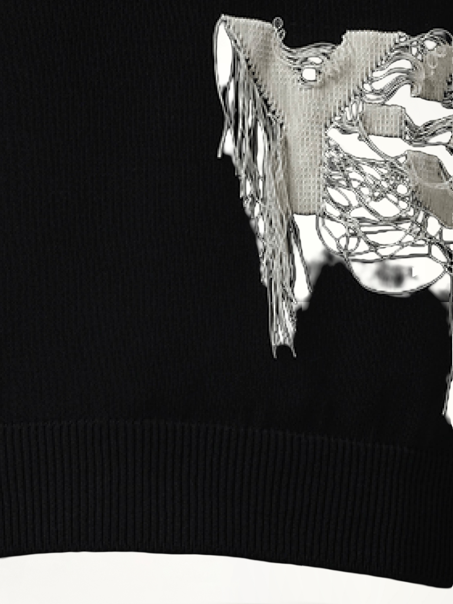 Frayed Logo Knit Vest in Black