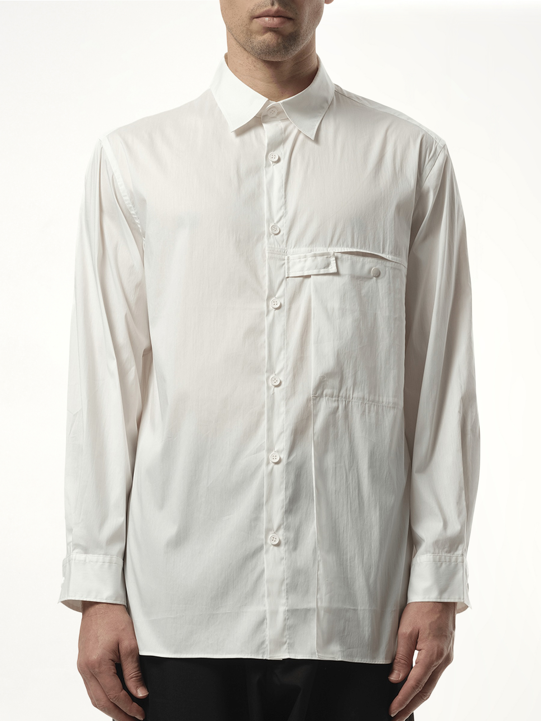 Pleat Pocket Shirt in White