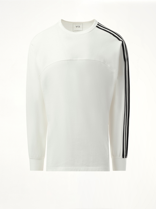 3 Stripe Long Sleeve T-Shirt in White