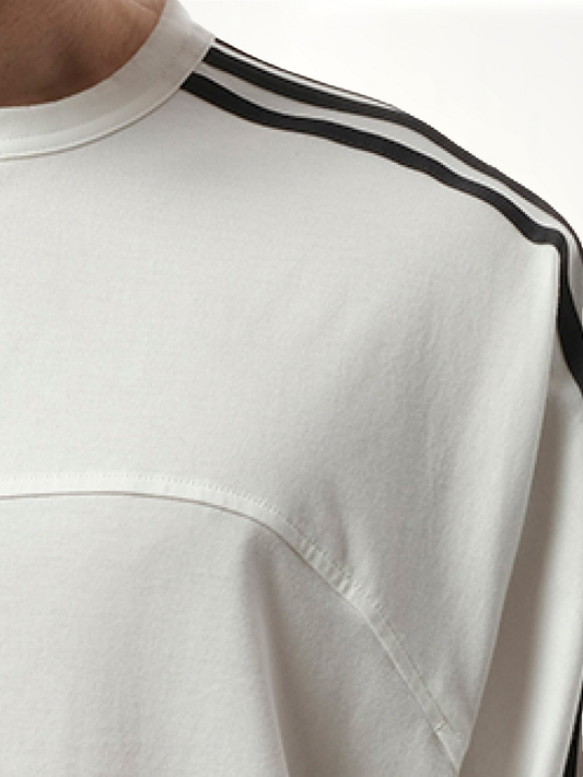 3 Stripe Long Sleeve T-Shirt in White