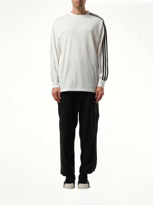 3 Stripe Long Sleeve T-Shirt in White