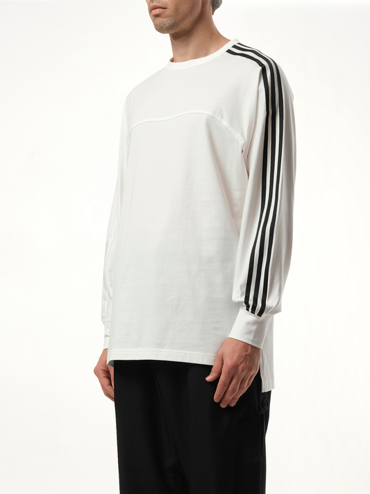 3 Stripe Long Sleeve T-Shirt in White