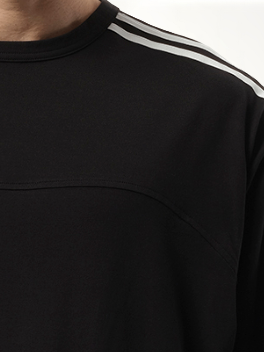 3 Stripe Long Sleeve T-Shirt in Black
