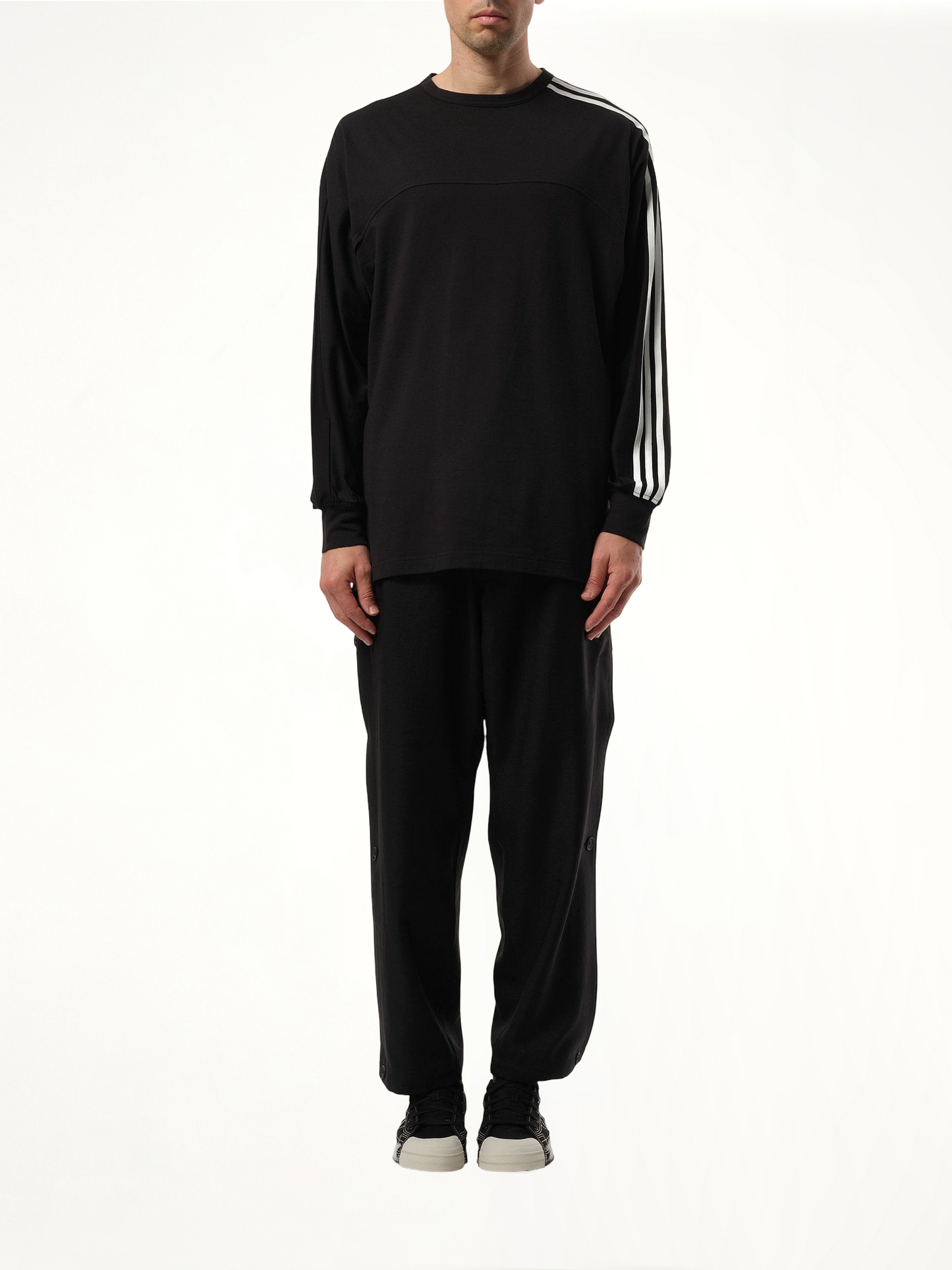 3 Stripe Long Sleeve T-Shirt in Black
