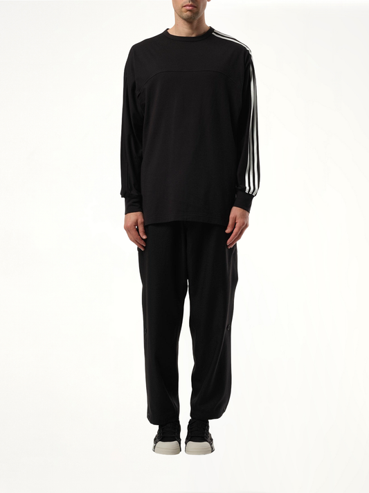 3 Stripe Long Sleeve T-Shirt in Black