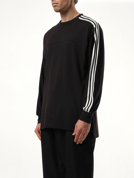 3 Stripe Long Sleeve T-Shirt in Black