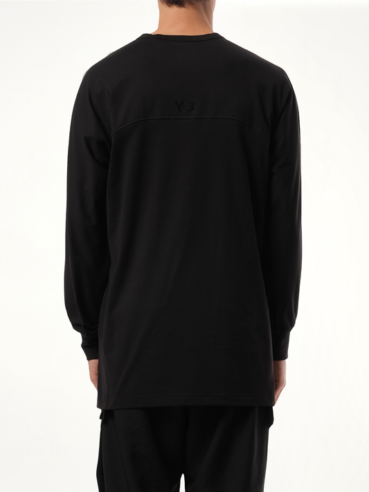 3 Stripe Long Sleeve T-Shirt in Black
