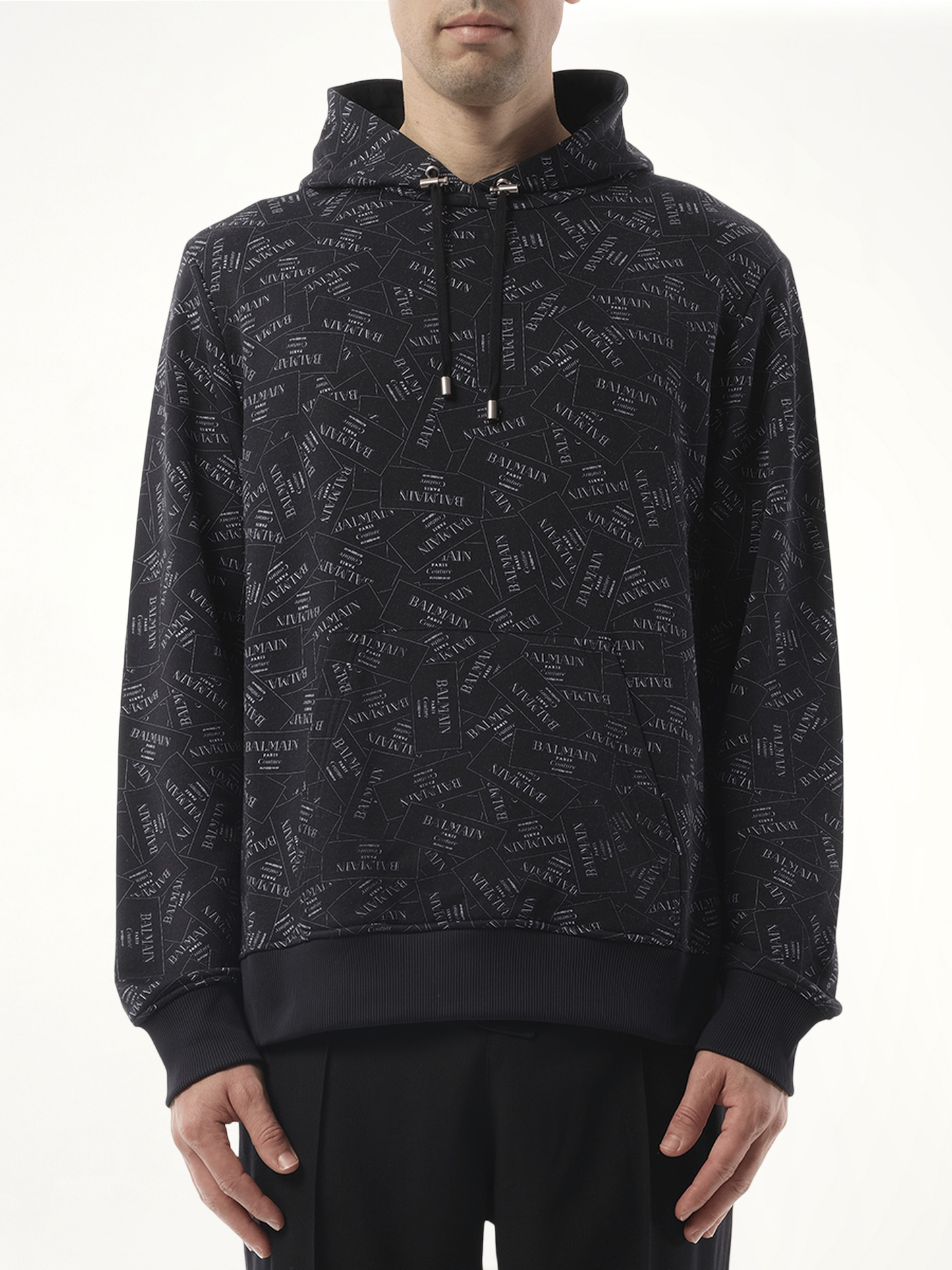 Allover Couture Label Hoodie in Black/White