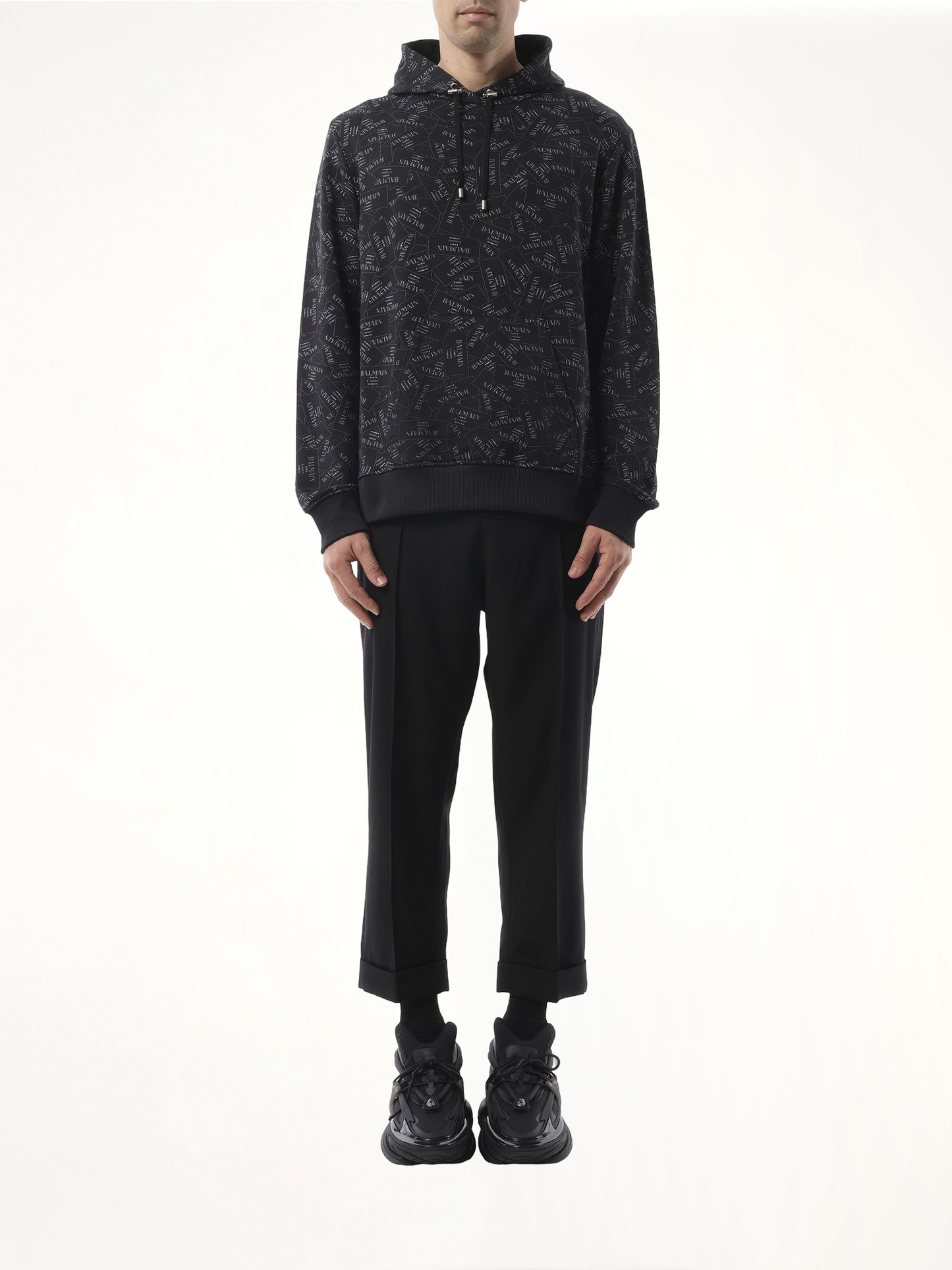 Allover Couture Label Hoodie in Black/White