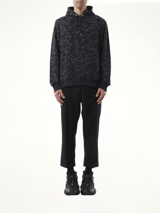 Allover Couture Label Hoodie in Black/White