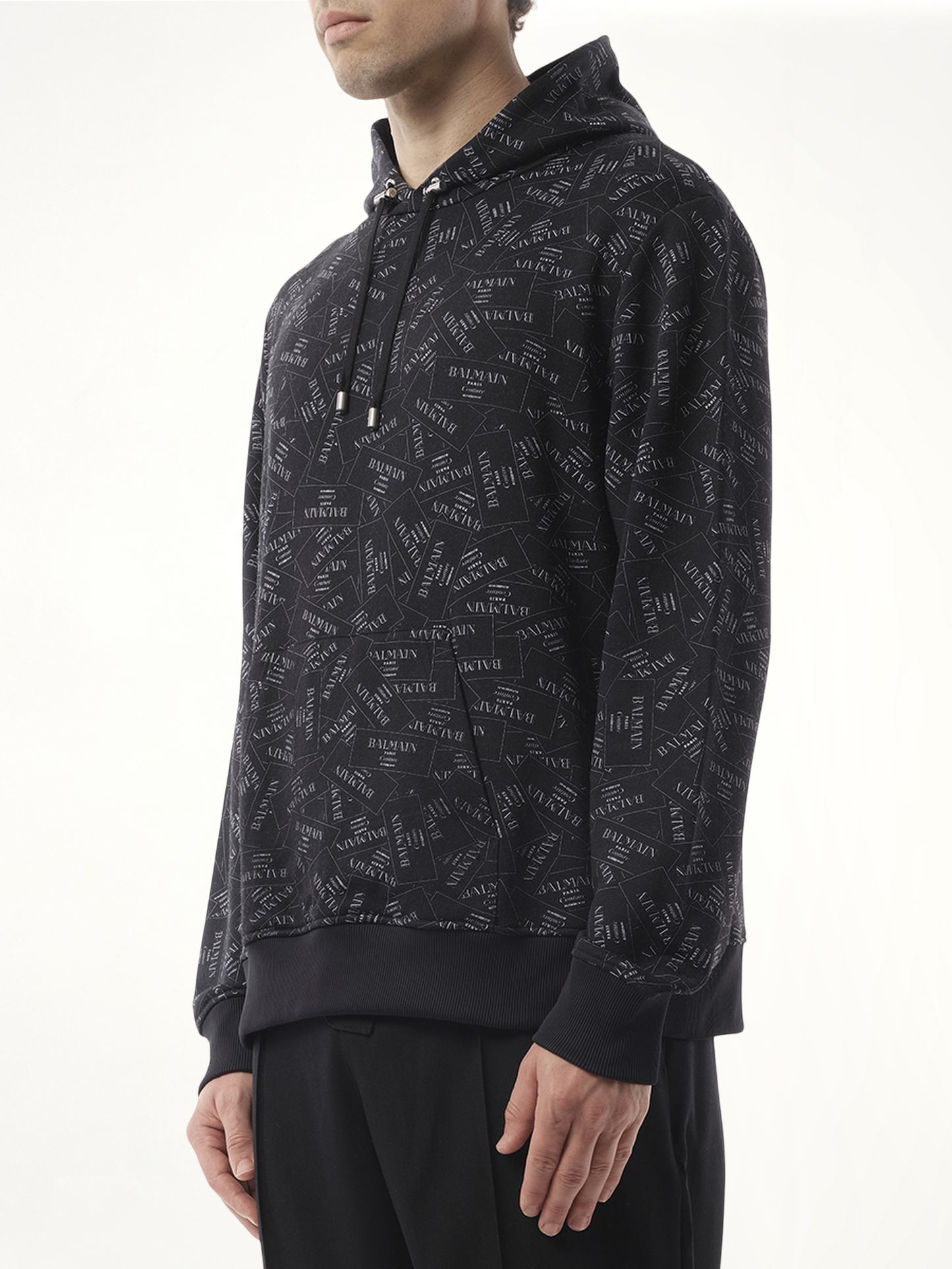 Allover Couture Label Hoodie in Black/White