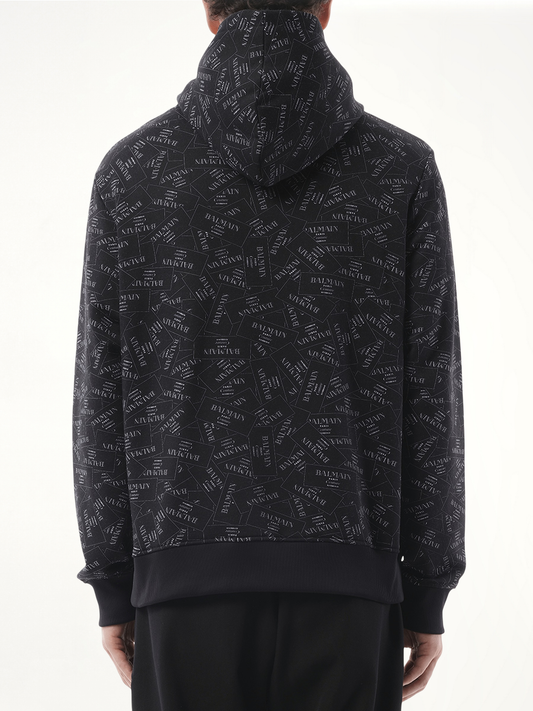 Allover Couture Label Hoodie in Black/White