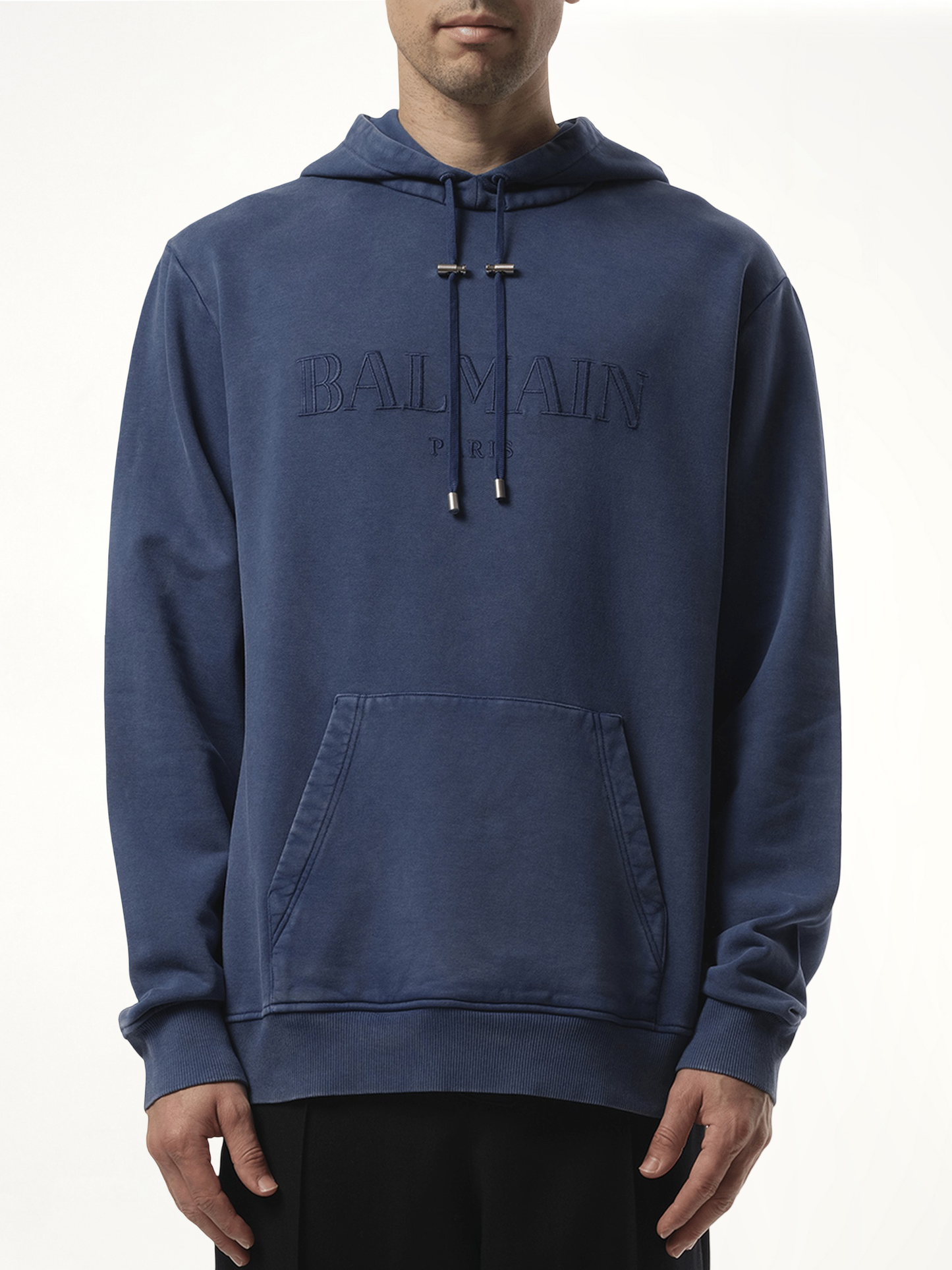Balmain Vintage Emb Hoodie in Blue
