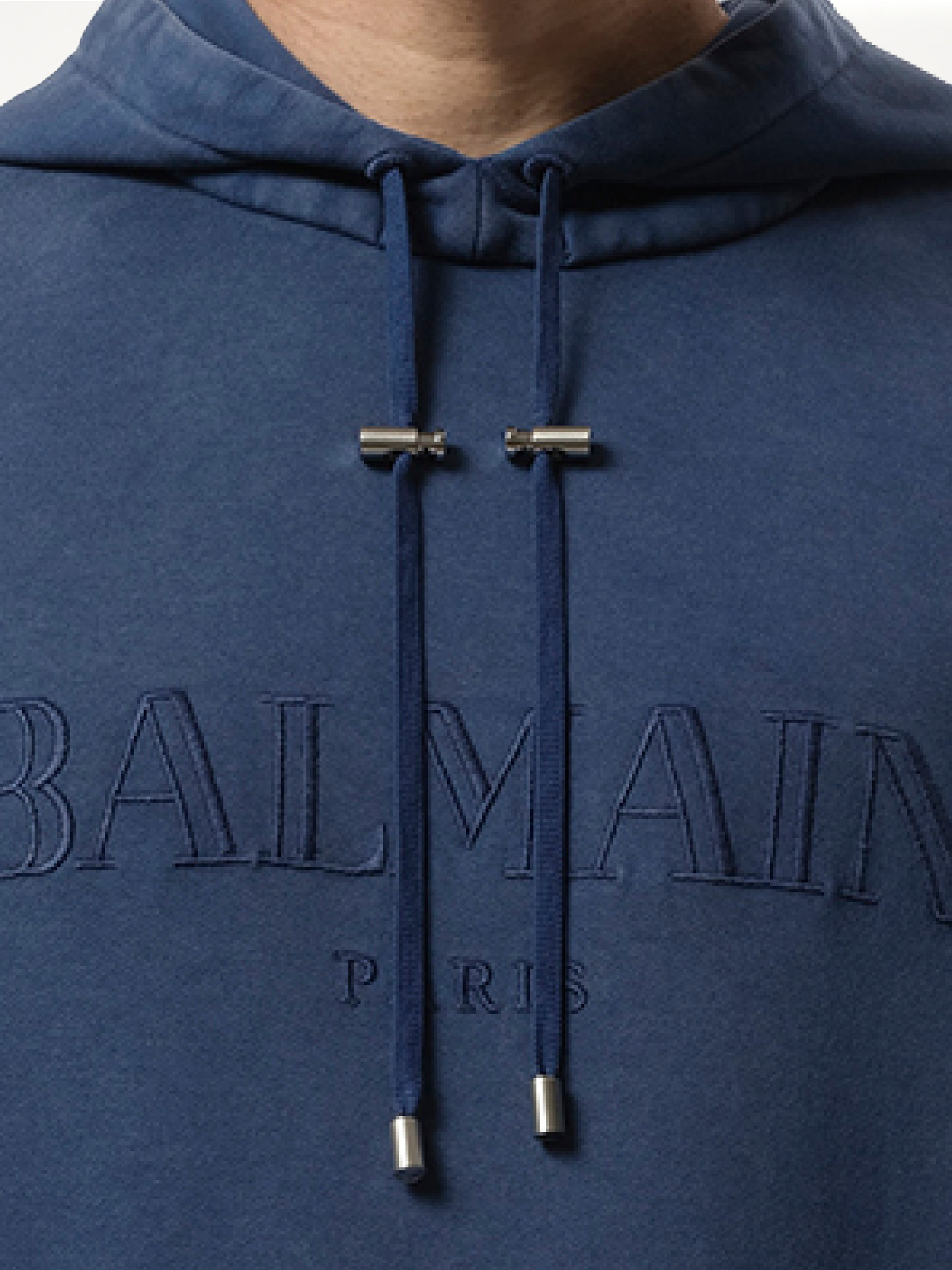 Balmain Vintage Emb Hoodie in Blue