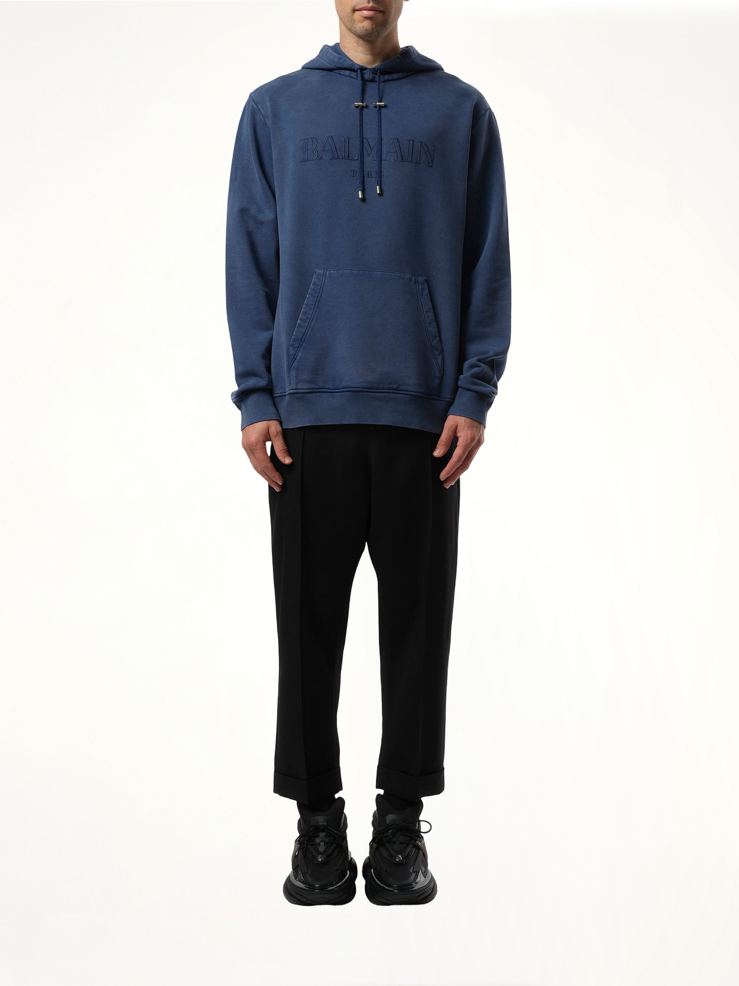 Balmain Vintage Emb Hoodie in Blue