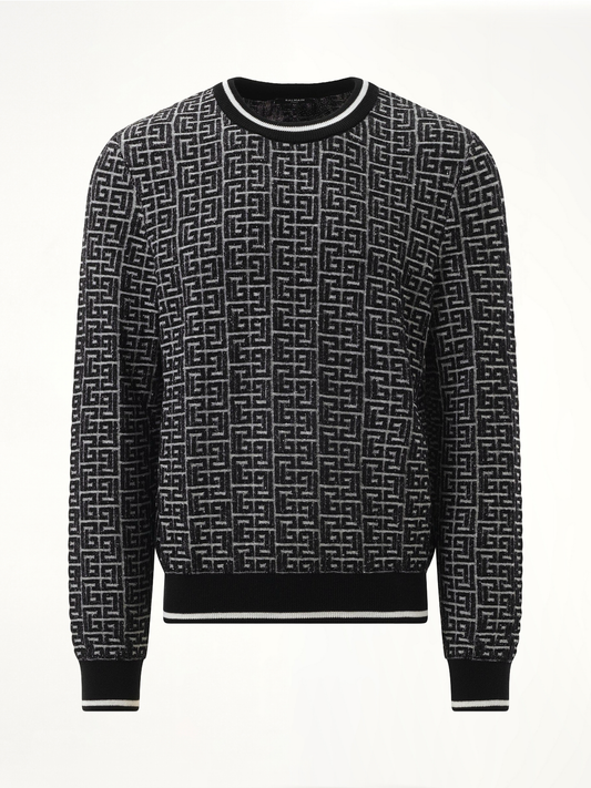 3D Monogram Vanise Knit Sweater in White/Black
