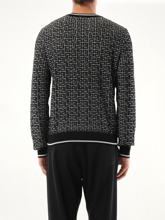 3D Monogram Vanise Knit Sweater in White/Black