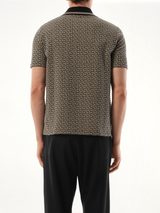 Monogram Couture Label Zipped Polo in Ivory/Black