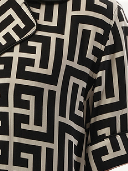 Macro Monogram Pyjama Shirt in Ivory/Black