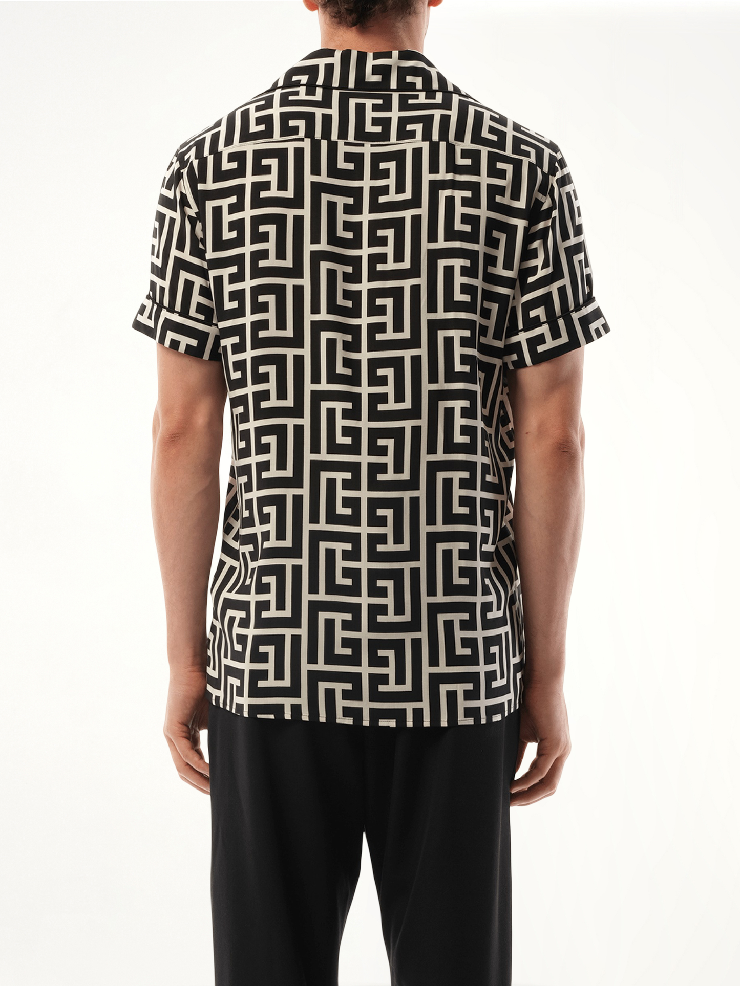 Macro Monogram Pyjama Shirt in Ivory/Black