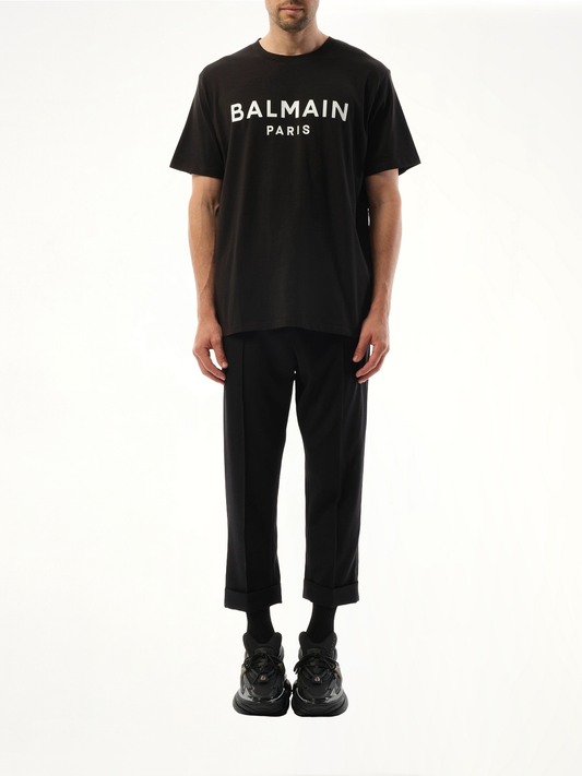 Balmain Print Reg Fit T-Shirt in Black/White