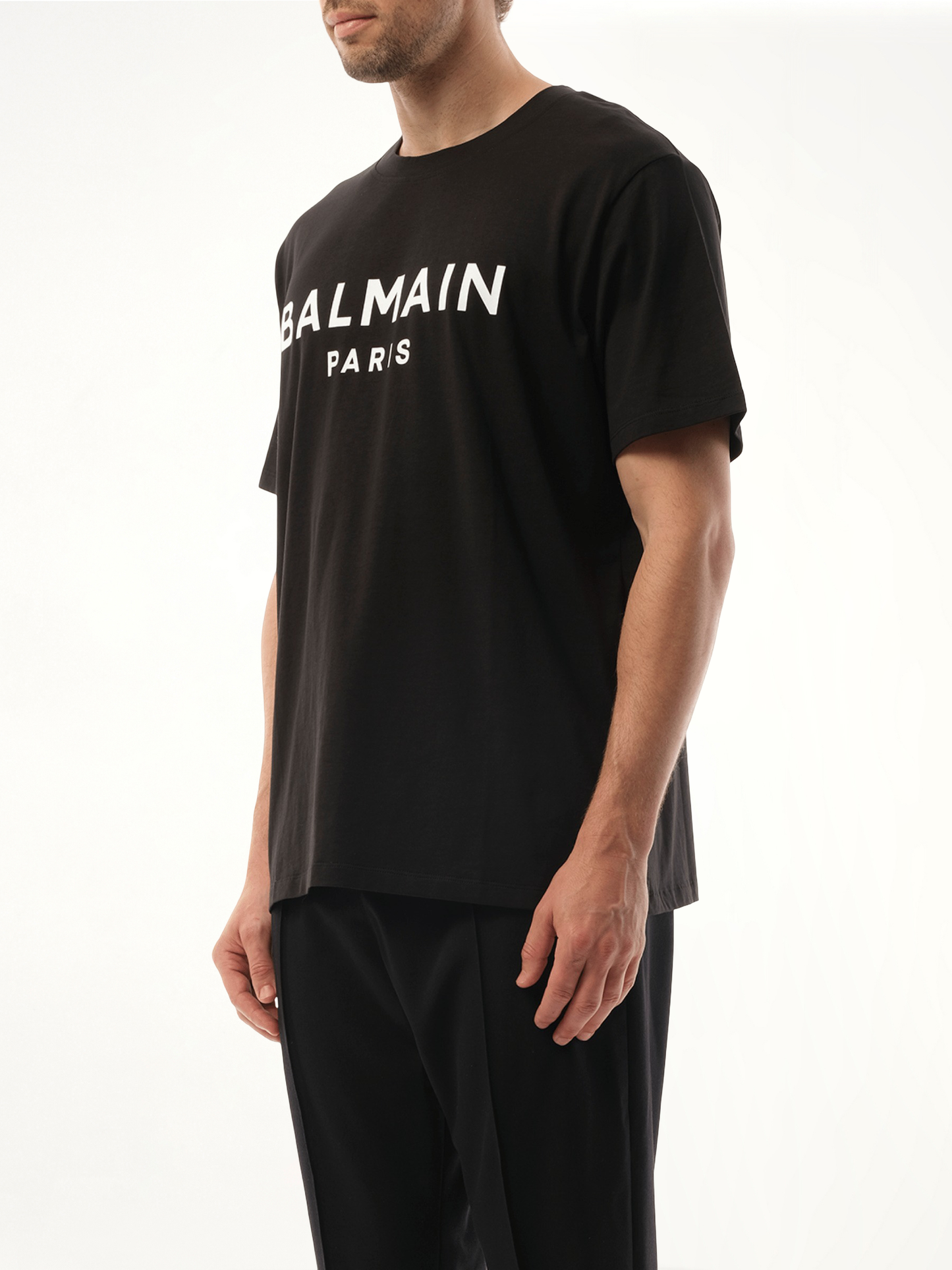 Balmain Print Reg Fit T-Shirt in Black/White